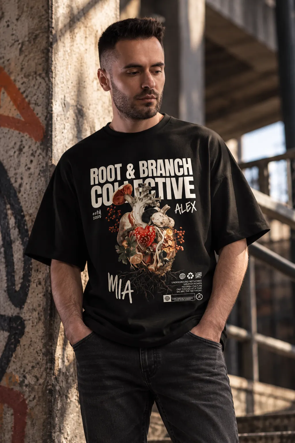 Root and Branch Collective - worn mockup